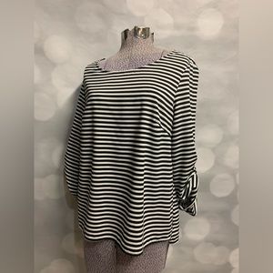 Calvin Klein striped‎ top medium round neck
 gold metal buttons